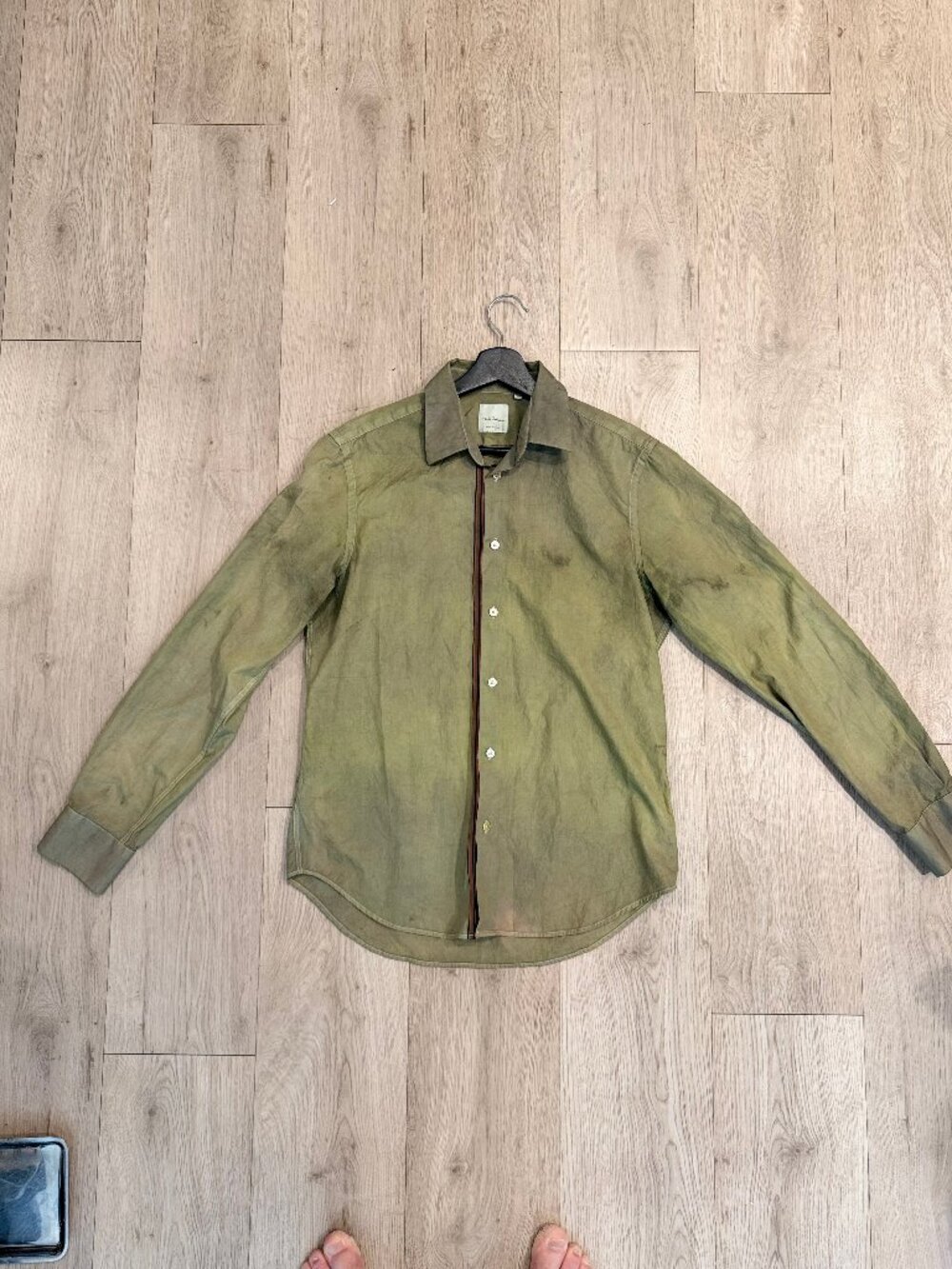 Paul Smith Olive Khaki Long Sleeve Button Up Shirt M